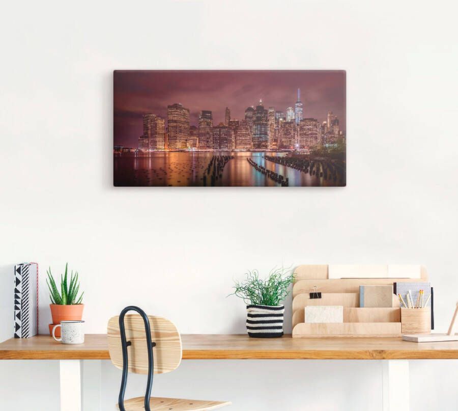 Artland Artprint New York City Impressie 's nachts als artprint van aluminium artprint voor buiten artprint op linnen in verschillende maten