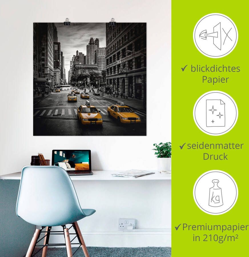 Artland Artprint New York City Verkeer 5th Avenue als artprint van aluminium artprint voor buiten artprint op linnen poster muursticker