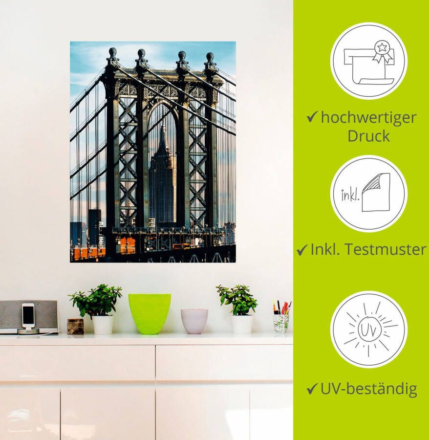 Artland Artprint New York Manhattan Bridge als artprint op linnen muursticker in verschillende maten