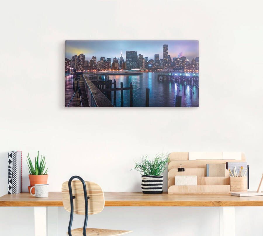 Artland Artprint New York Manhattan in de schemering als artprint op linnen poster in verschillende formaten maten