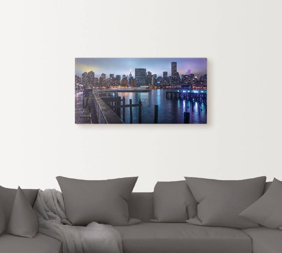 Artland Artprint New York Manhattan in de schemering als artprint op linnen poster in verschillende formaten maten