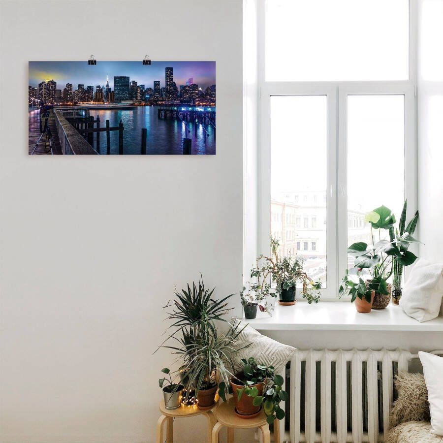 Artland Artprint New York Manhattan in de schemering als artprint op linnen poster in verschillende formaten maten