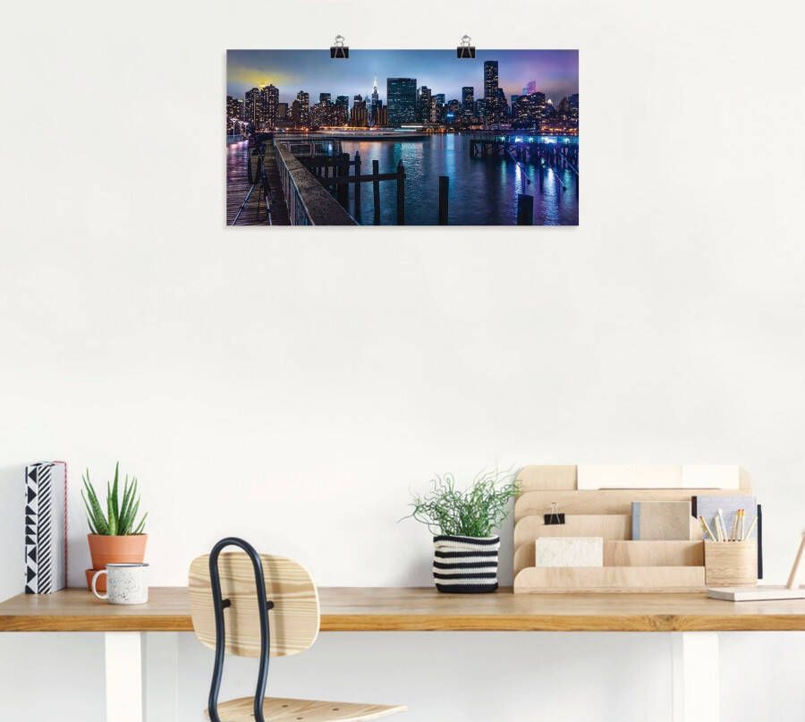 Artland Artprint New York Manhattan in de schemering als artprint op linnen poster in verschillende formaten maten