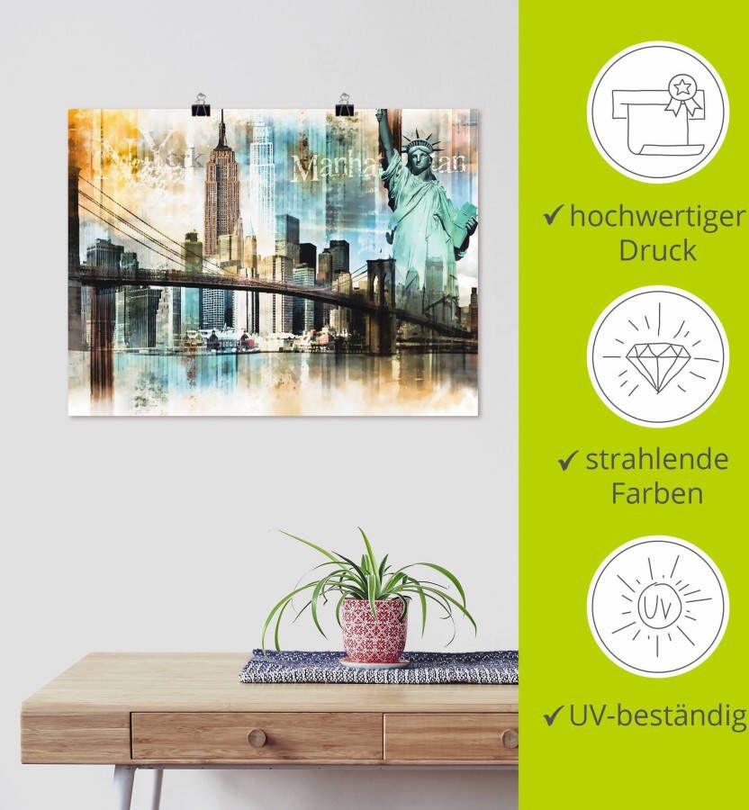 Artland Artprint New York skyline collage IV als artprint op linnen poster in verschillende formaten maten