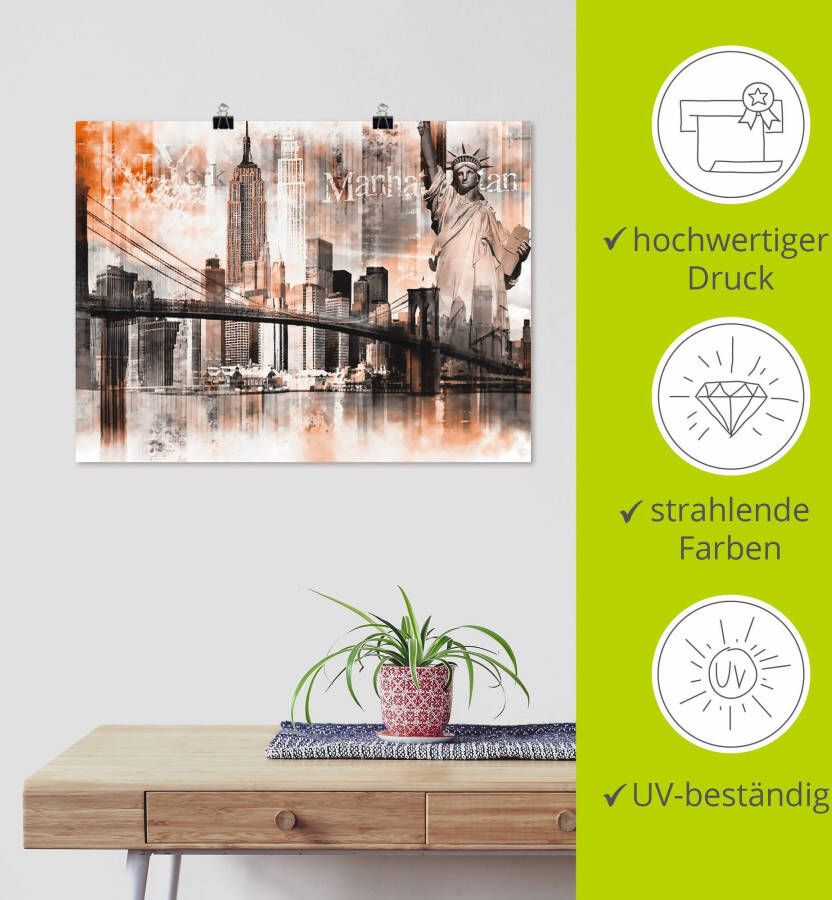 Artland Artprint New York skyline collage V als artprint op linnen poster in verschillende formaten maten