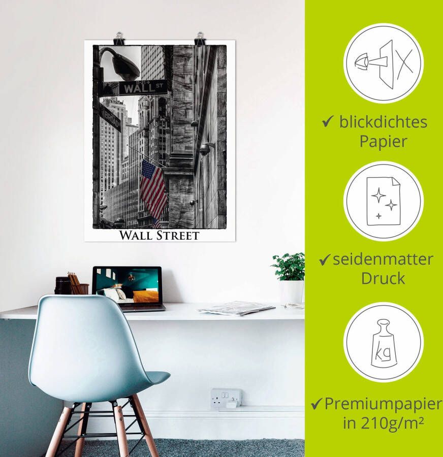 Artland Artprint New York wal Street als artprint op linnen poster in verschillende formaten maten