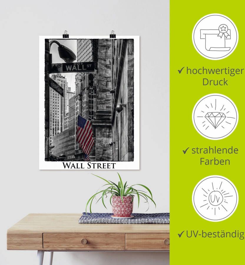 Artland Artprint New York wal Street als artprint op linnen poster in verschillende formaten maten