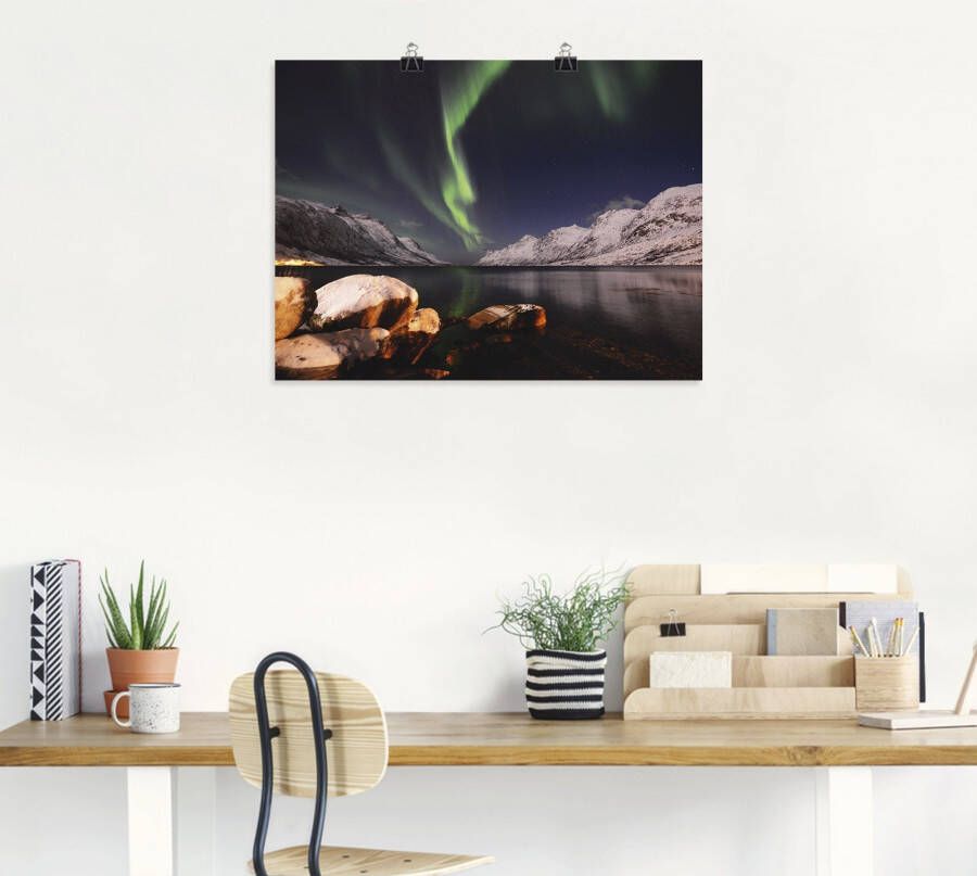 Artland Artprint Noorderlicht Noorwegen II als artprint van aluminium artprint voor buiten poster in diverse formaten