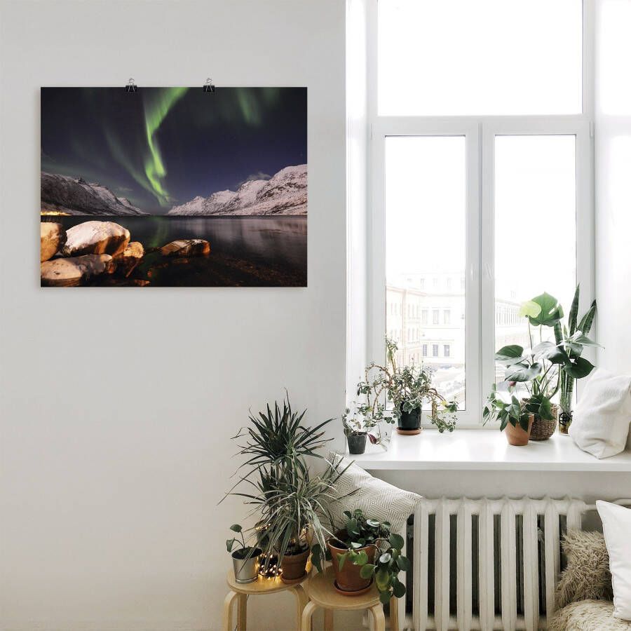 Artland Artprint Noorderlicht Noorwegen II als artprint van aluminium artprint voor buiten poster in diverse formaten