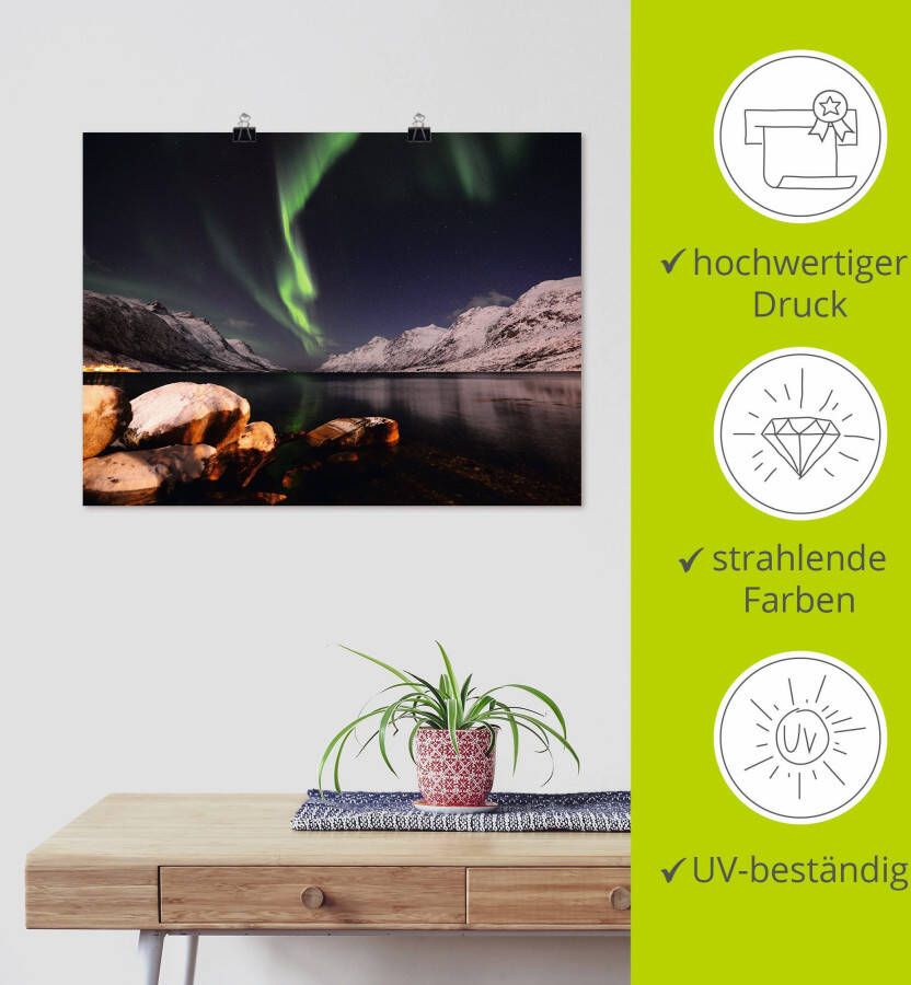 Artland Artprint Noorderlicht Noorwegen II als artprint van aluminium artprint voor buiten poster in diverse formaten