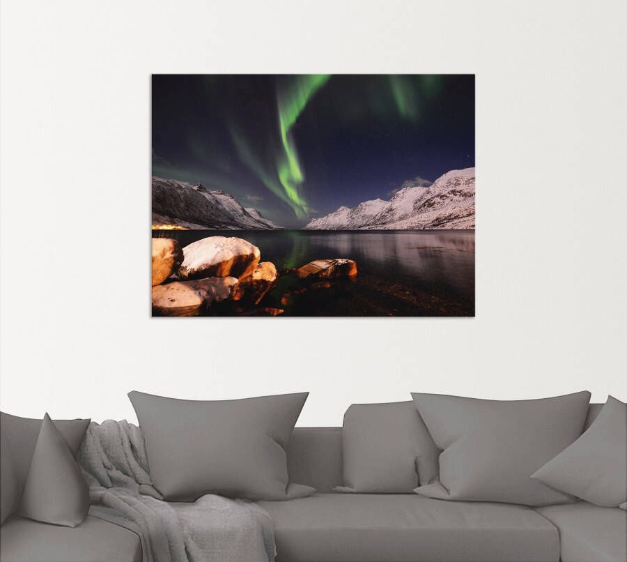 Artland Artprint Noorderlicht Noorwegen II als artprint van aluminium artprint voor buiten poster in diverse formaten