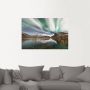 Artland Artprint Noorderlicht over van een bergketen als artprint van aluminium artprint op linnen muursticker of poster in verschillende maten - Thumbnail 4