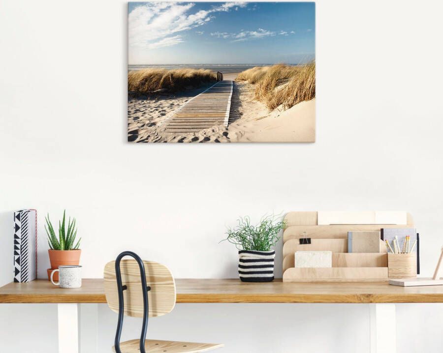 Artland Artprint Noordzeestrand op Langeoog pier als artprint van aluminium artprint op linnen muursticker verschillende maten