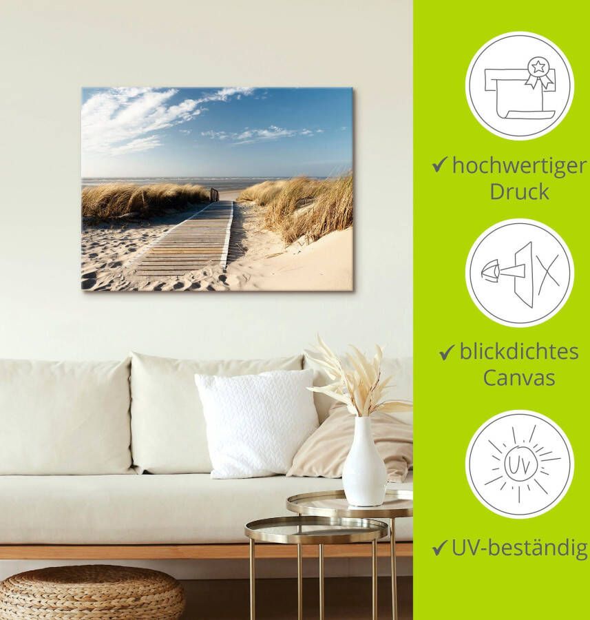 Artland Artprint Noordzeestrand op Langeoog pier als artprint van aluminium artprint op linnen muursticker verschillende maten