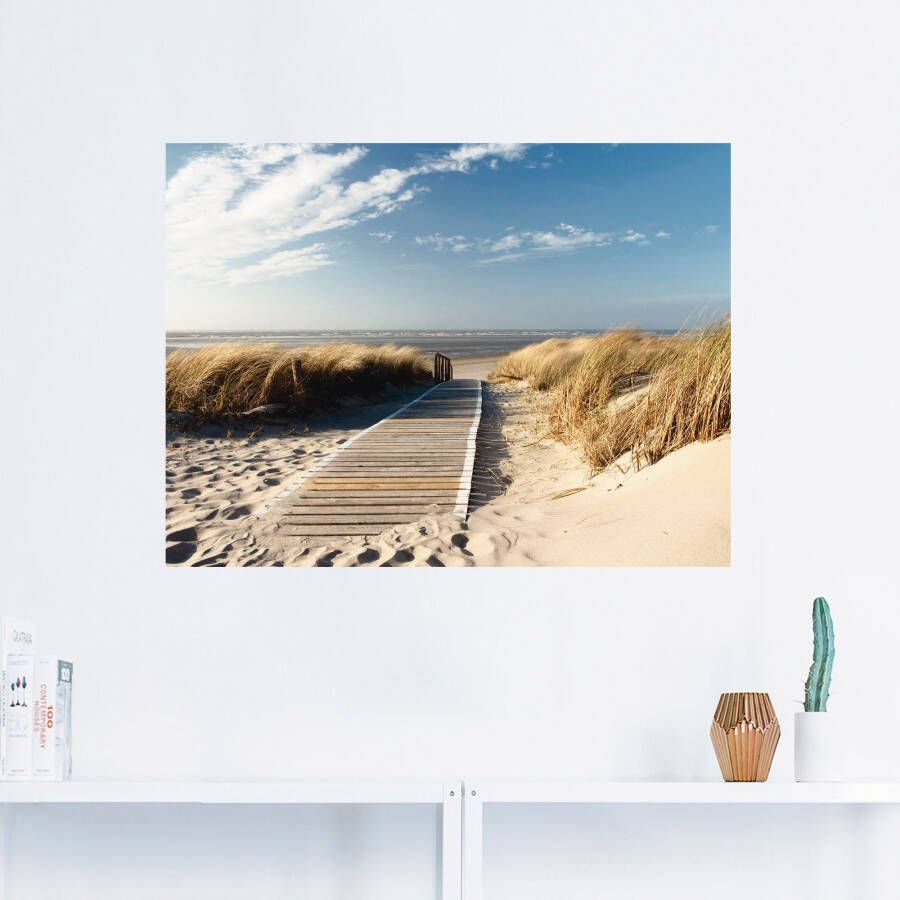 Artland Artprint Noordzeestrand op Langeoog pier als artprint van aluminium artprint op linnen muursticker verschillende maten