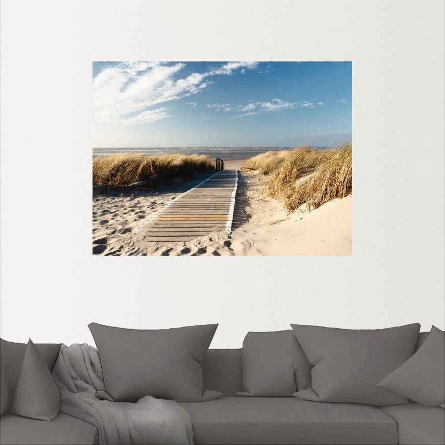 Artland Artprint Noordzeestrand op Langeoog pier als artprint van aluminium artprint op linnen muursticker verschillende maten