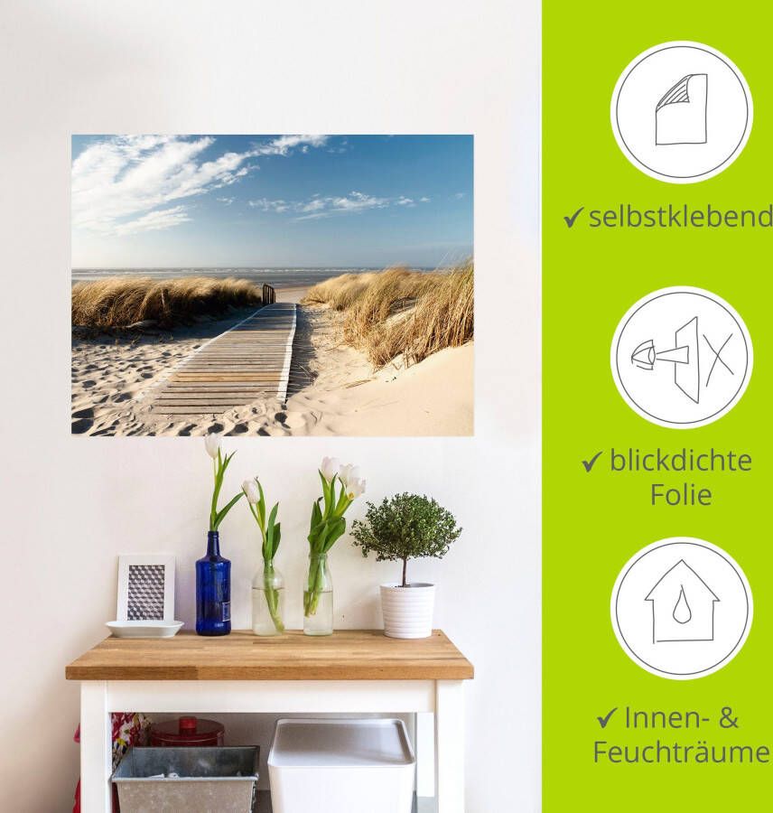 Artland Artprint Noordzeestrand op Langeoog pier als artprint van aluminium artprint op linnen muursticker verschillende maten