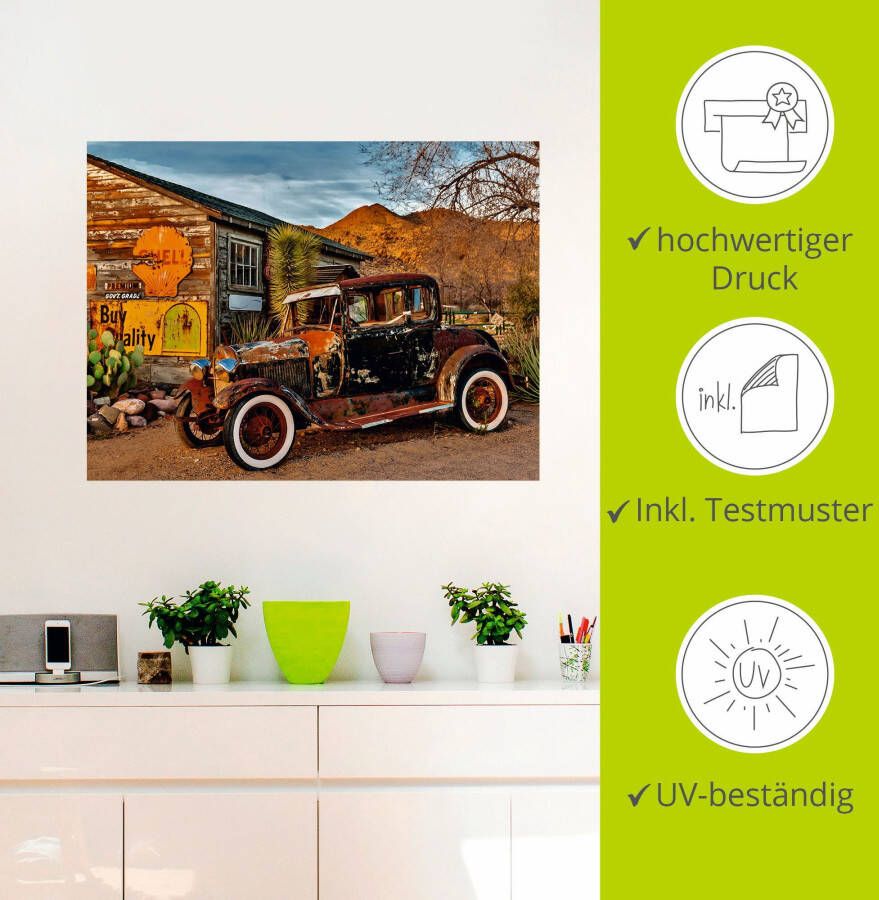 Artland Artprint Oldtimer Route 66 Hackberry als artprint op linnen muursticker in verschillende maten