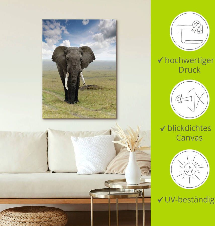 Artland Artprint Olifant als artprint van aluminium artprint voor buiten artprint op linnen poster in verschillende maten. maten