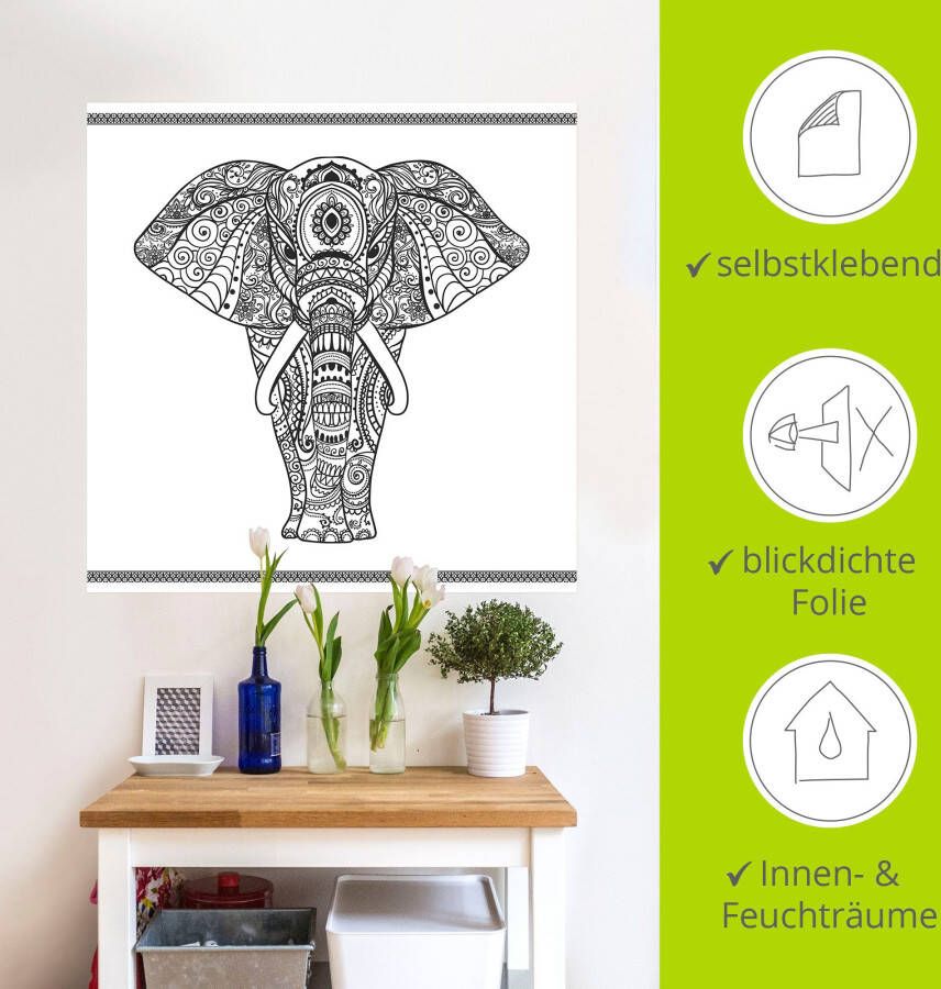 Artland Artprint Olifant in mandala als artprint op linnen poster muursticker in verschillende maten