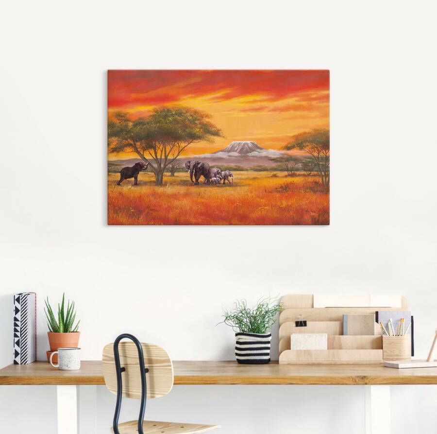 Artland Artprint Olifanten als artprint van aluminium artprint voor buiten artprint op linnen poster muursticker