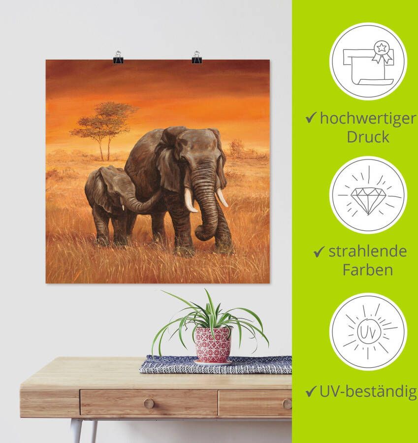 Artland Artprint Olifanten II als artprint van aluminium artprint voor buiten artprint op linnen poster muursticker