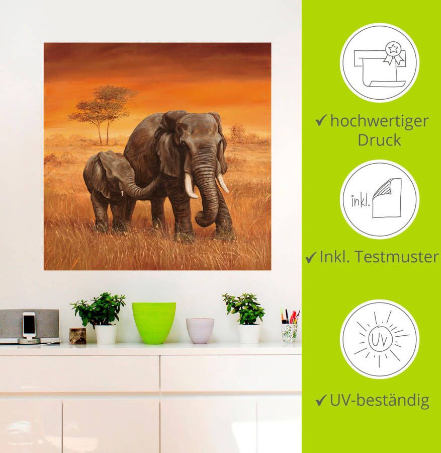 Artland Artprint Olifanten II als artprint van aluminium artprint voor buiten artprint op linnen poster muursticker