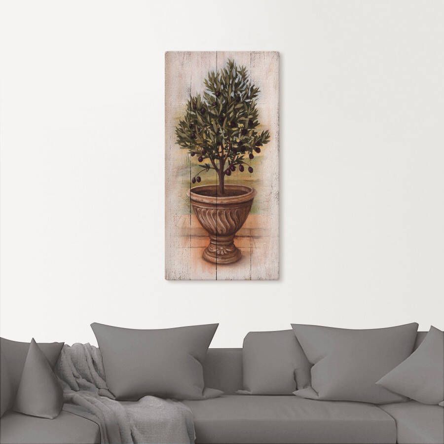 Artland Artprint op linnen Olijfboom met hout-look gespannen op een spieraam