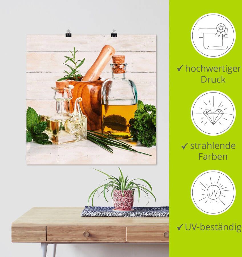 Artland Artprint Olijfolie en kruiden keuken als artprint van aluminium artprint voor buiten artprint op linnen poster muursticker