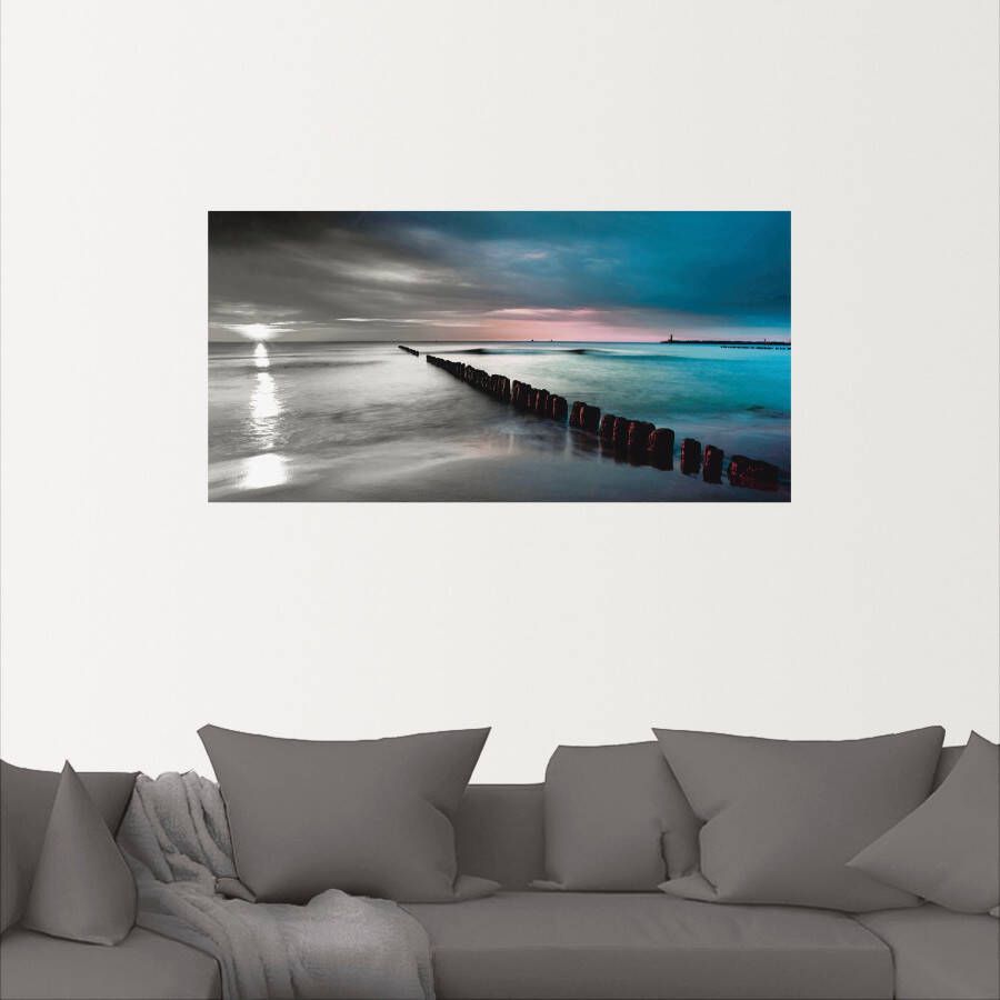 Artland Artprint Oostzee met zonsopkomst z w als artprint op linnen muursticker in verschillende maten