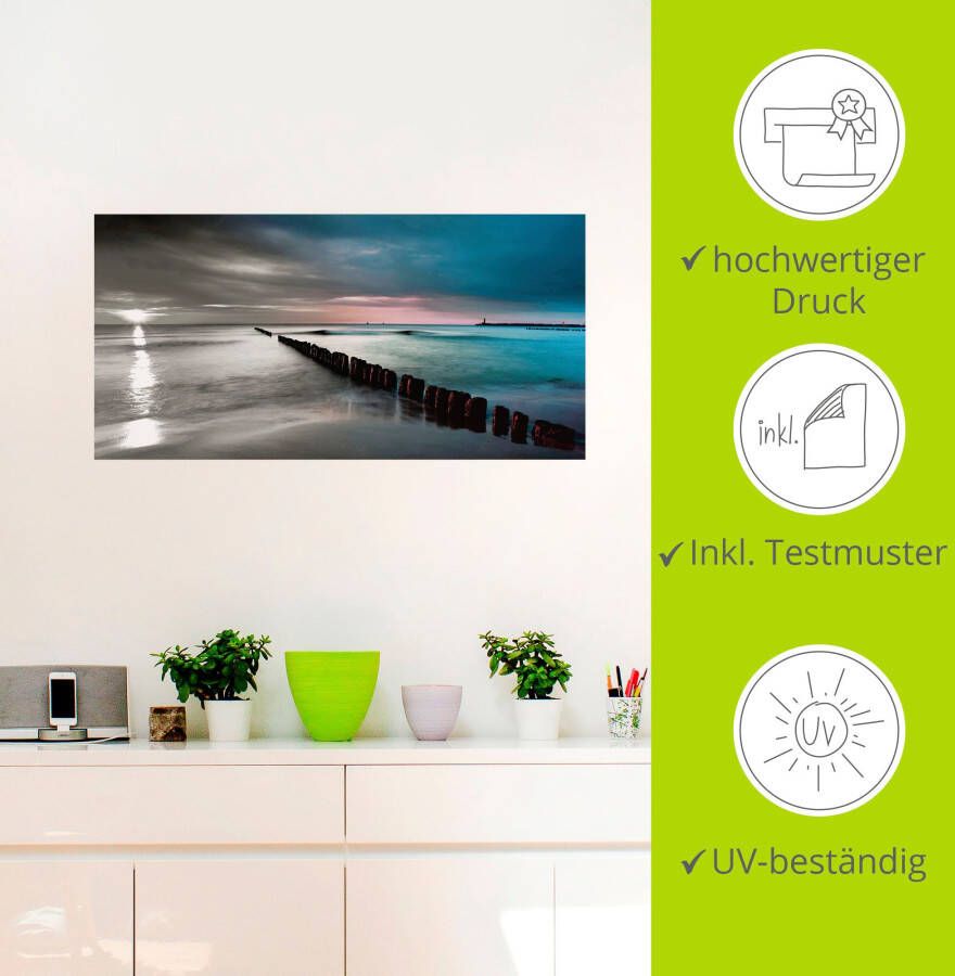 Artland Artprint Oostzee met zonsopkomst z w als artprint op linnen muursticker in verschillende maten