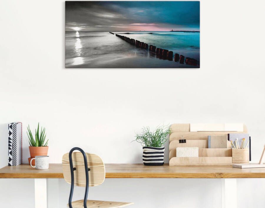 Artland Artprint Oostzee met zonsopkomst z w als artprint op linnen muursticker in verschillende maten