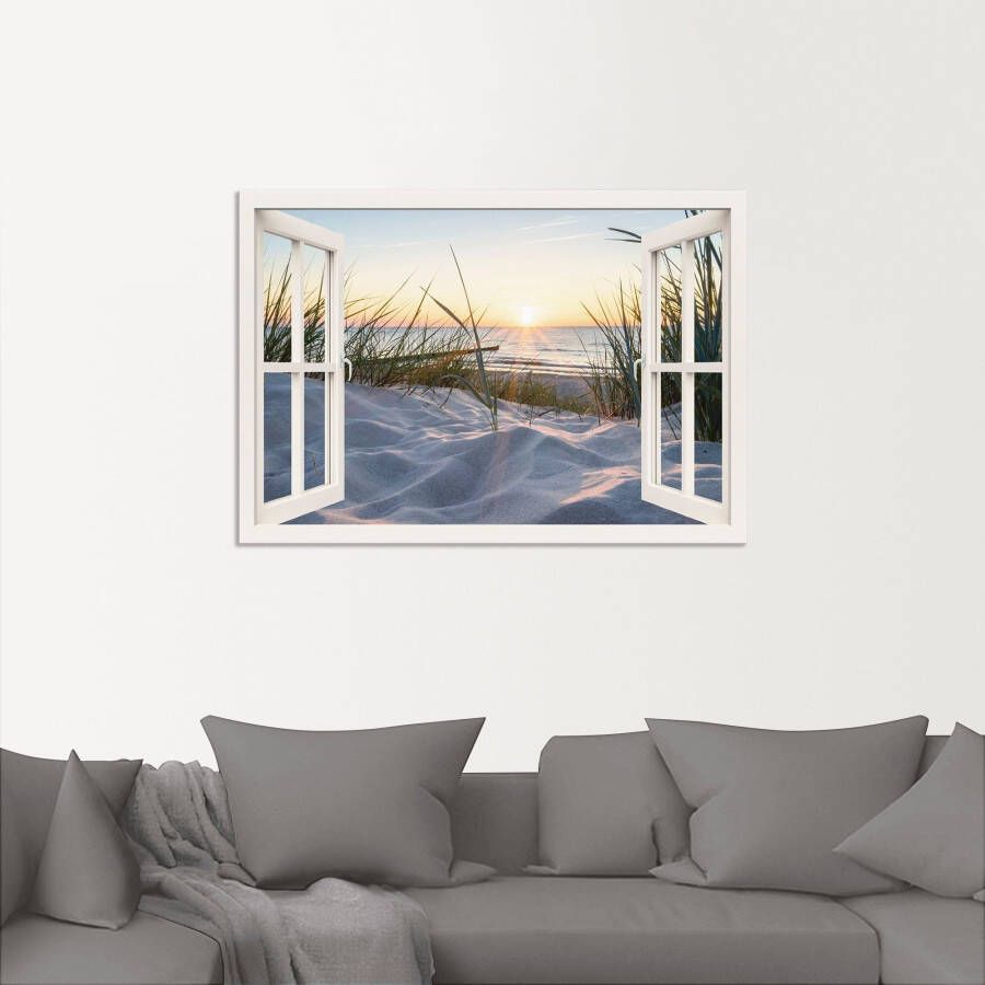 Artland Artprint Oostzeestrand door het raam als artprint van aluminium artprint voor buiten artprint op linnen poster muursticker