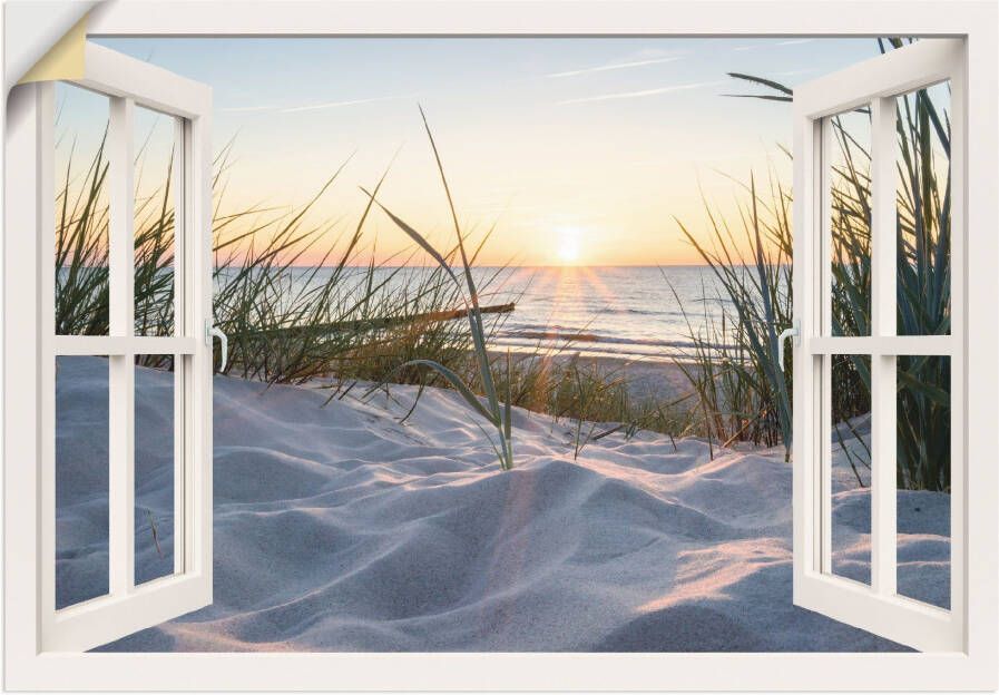 Artland Artprint Oostzeestrand door het raam als artprint van aluminium artprint voor buiten artprint op linnen poster muursticker