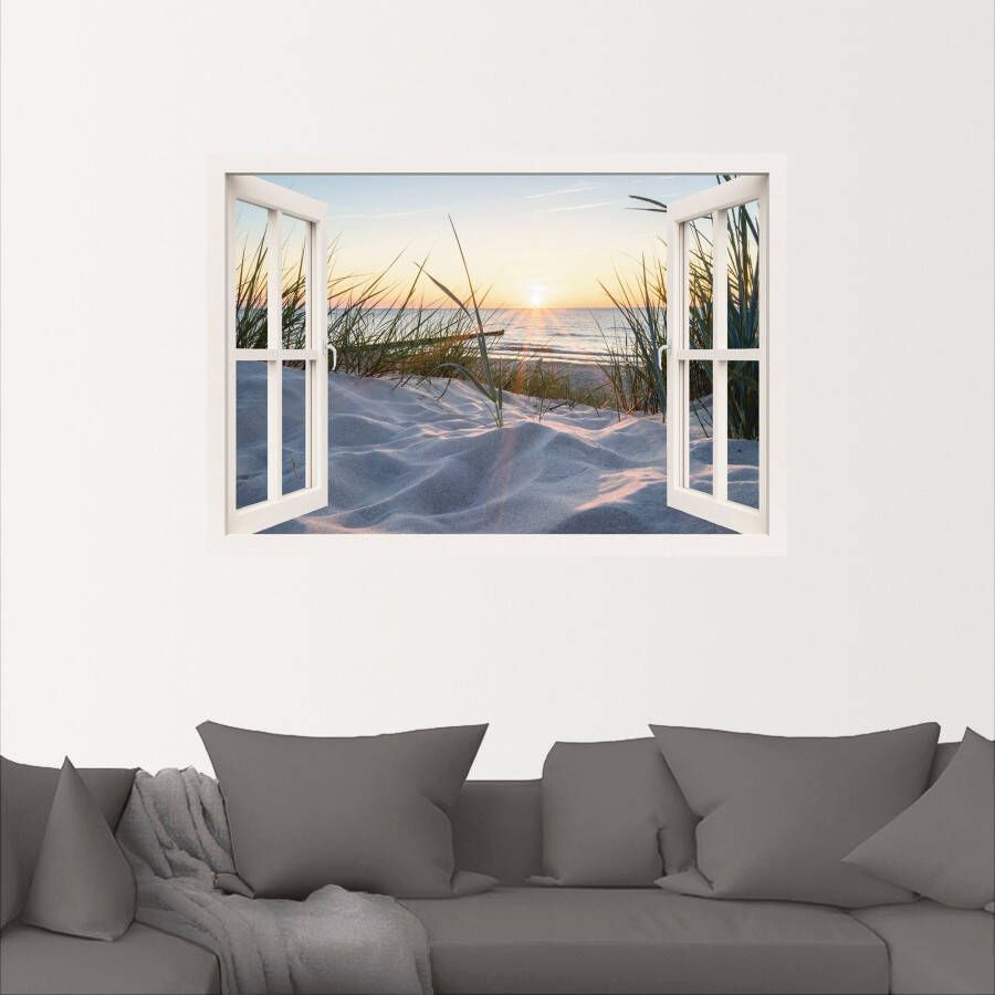 Artland Artprint Oostzeestrand door het raam als artprint van aluminium artprint voor buiten artprint op linnen poster muursticker