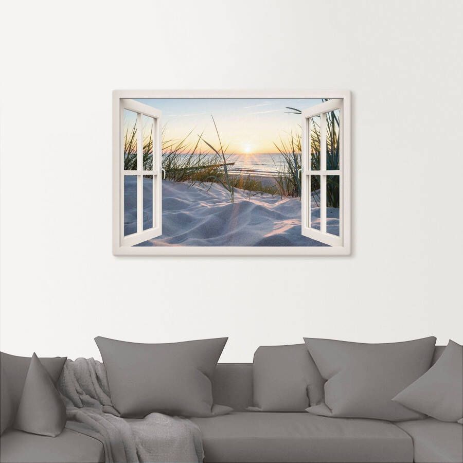 Artland Artprint Oostzeestrand door het raam als artprint van aluminium artprint voor buiten artprint op linnen poster muursticker