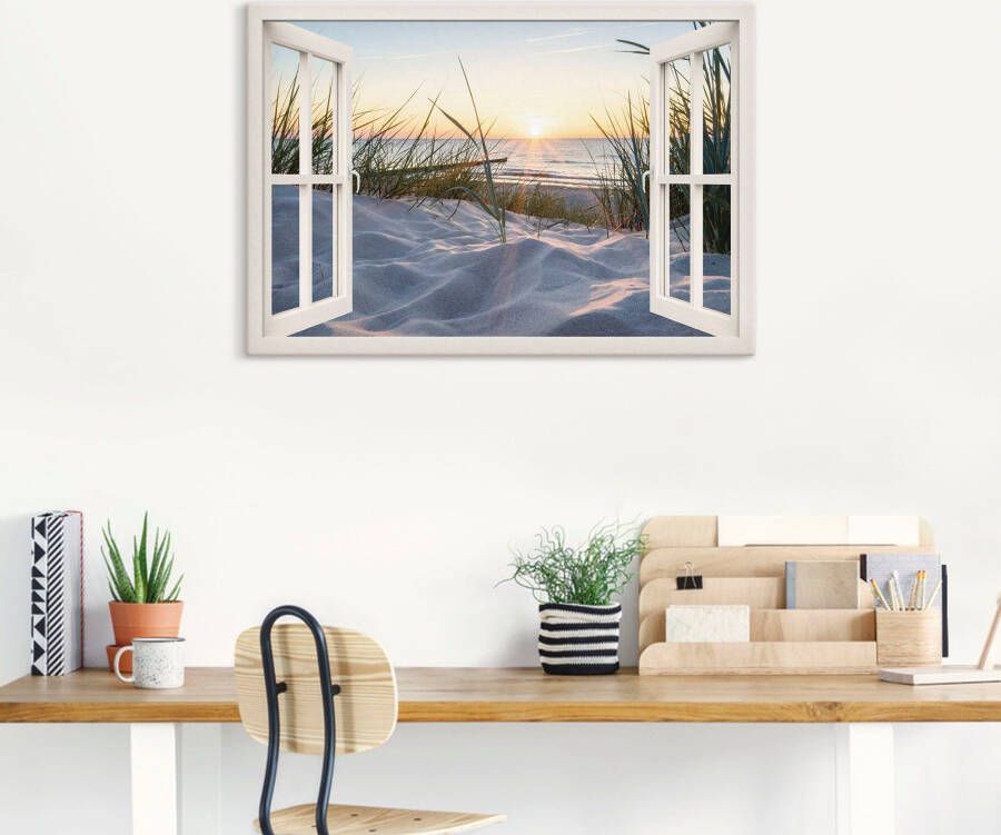 Artland Artprint Oostzeestrand door het raam als artprint van aluminium artprint voor buiten artprint op linnen poster muursticker