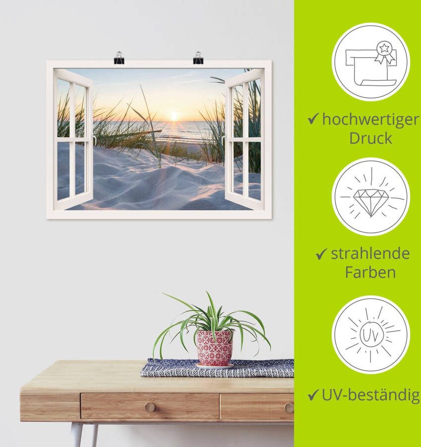 Artland Artprint Oostzeestrand door het raam als artprint van aluminium artprint voor buiten artprint op linnen poster muursticker