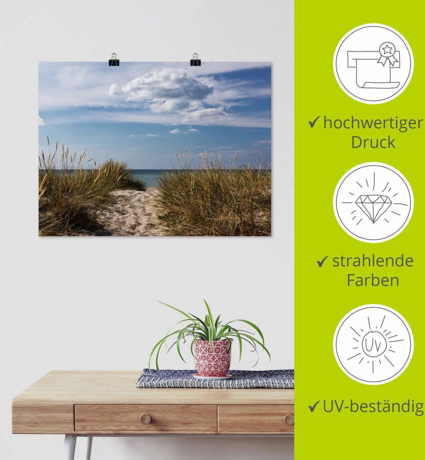 Artland Artprint Oostzeestrand in Denemarken als artprint op linnen poster in verschillende formaten maten