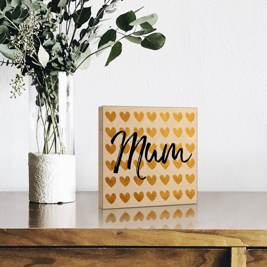 Artland Artprint op hout Gouden harten voor mama