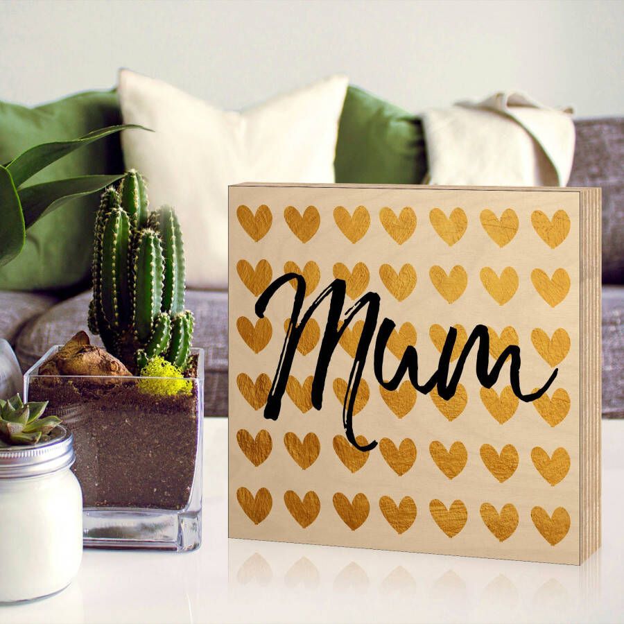 Artland Artprint op hout Gouden harten voor mama