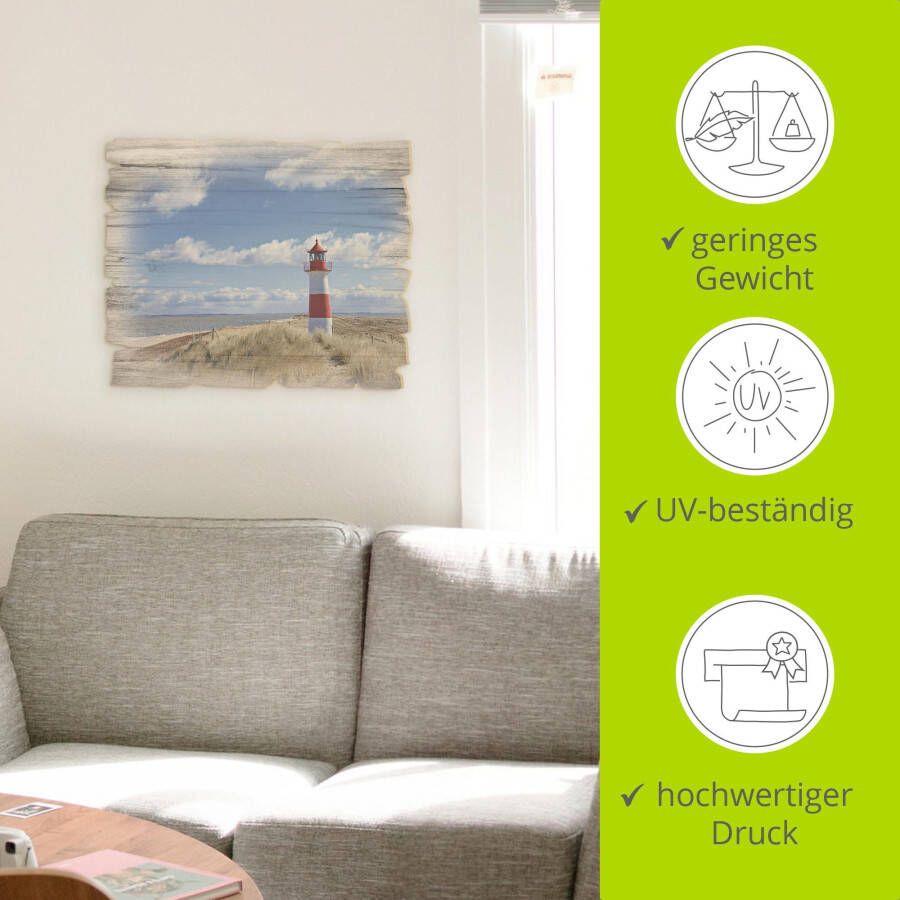 Artland Artprint op hout Vuurtoren Sylt