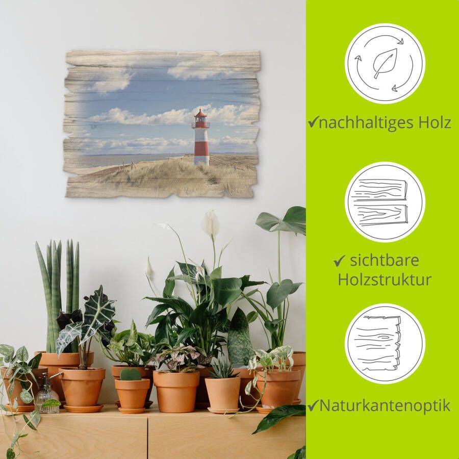 Artland Artprint op hout Vuurtoren Sylt