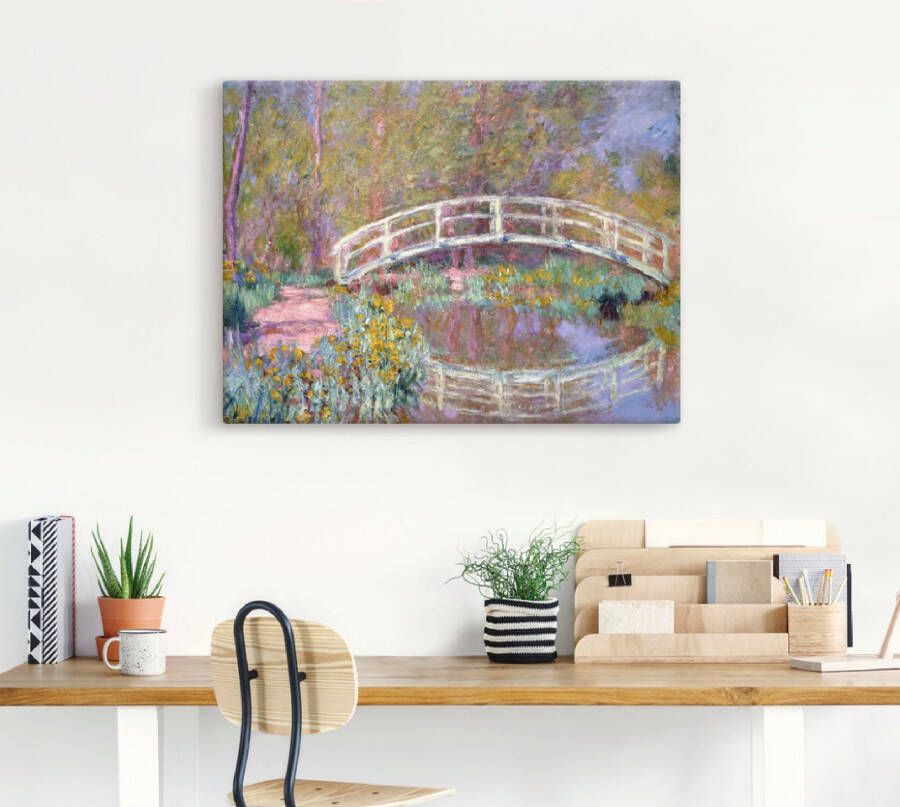 Artland Artprint op linnen Brug in Monets tuin gespannen op een spieraam