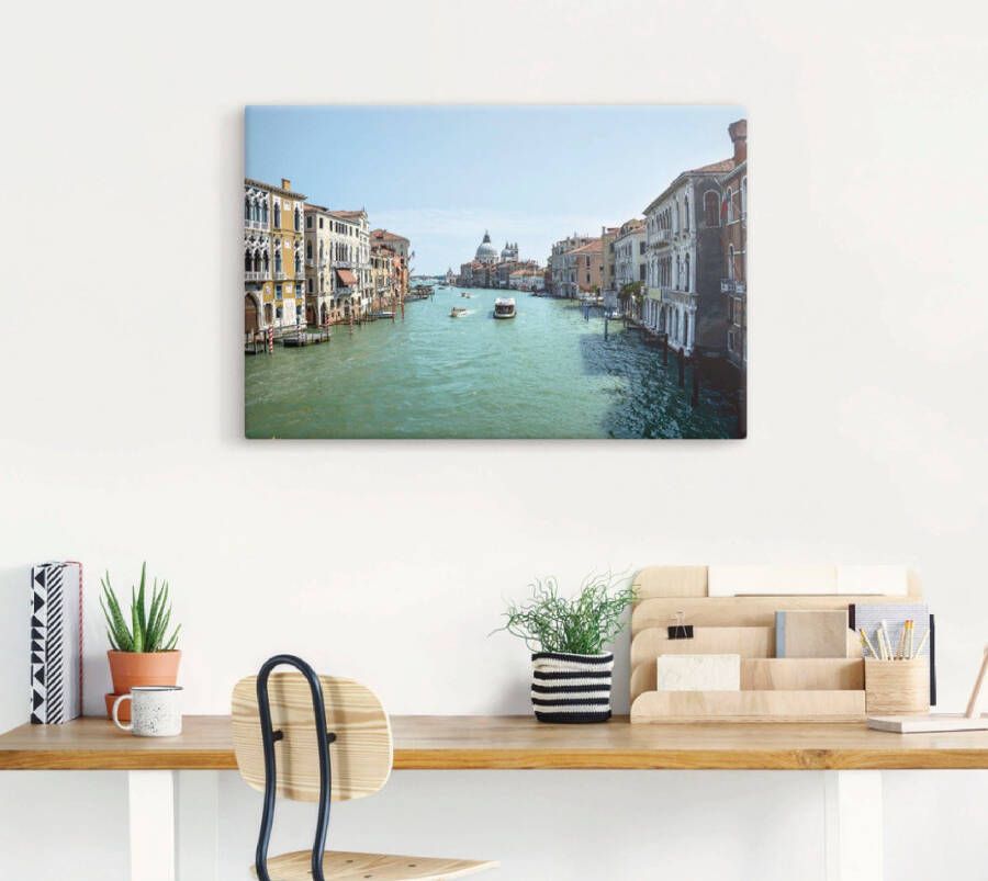 Artland Artprint op linnen Canale Grande Venetië bij zonneschijn