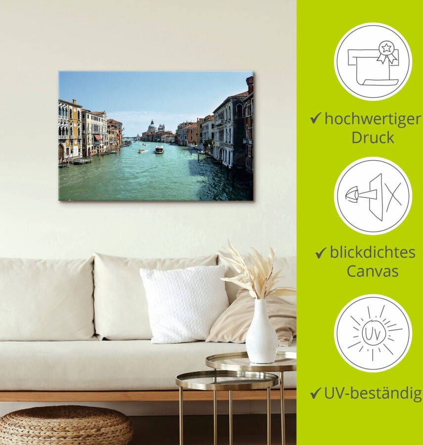 Artland Artprint op linnen Canale Grande Venetië bij zonneschijn