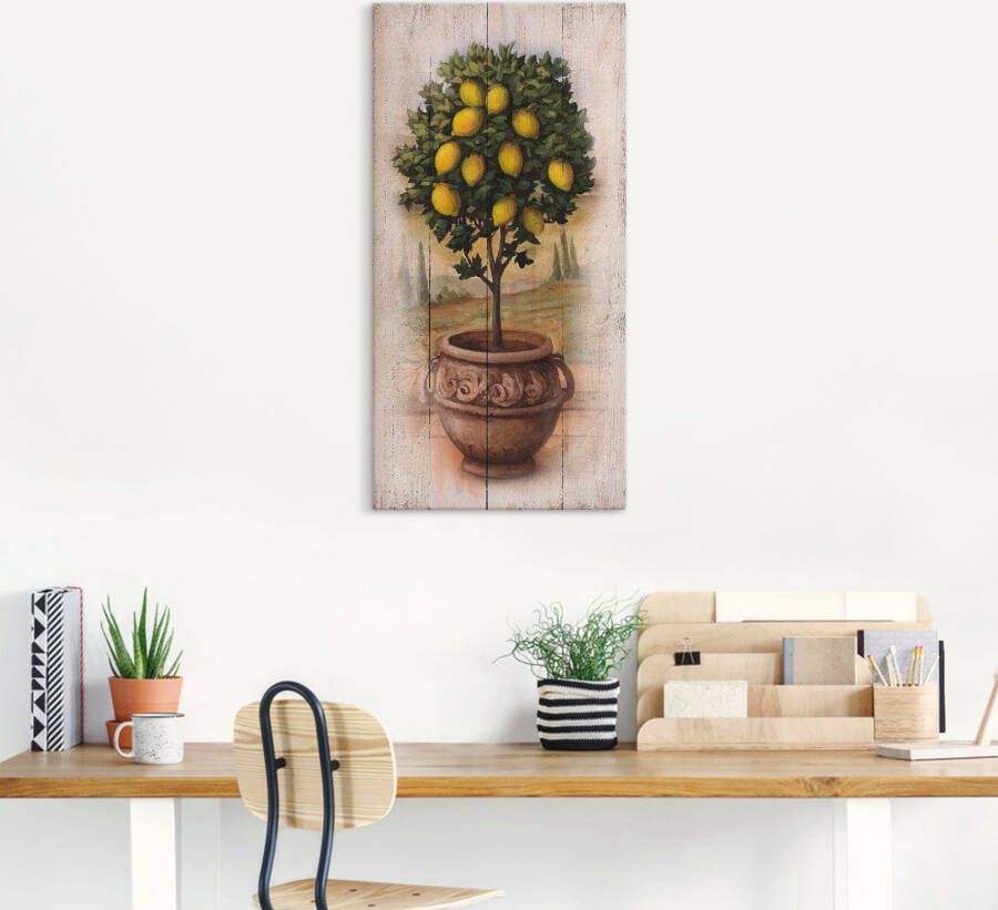 Artland Artprint op linnen Citroenboompje met hout-look