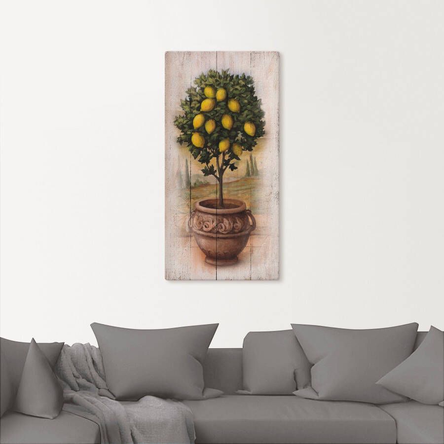 Artland Artprint op linnen Citroenboompje met hout-look