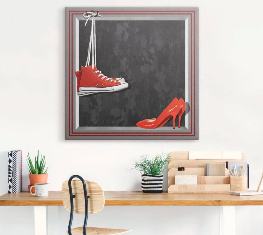 Artland Artprint op linnen De rode schoenen gespannen op een spieraam