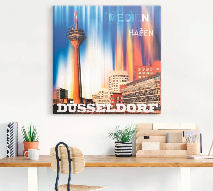 Artland Artprint op linnen Düsseldorf skyline abstract 03